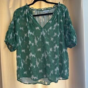Current air size S green floral blouse. Very good condition shoulder details